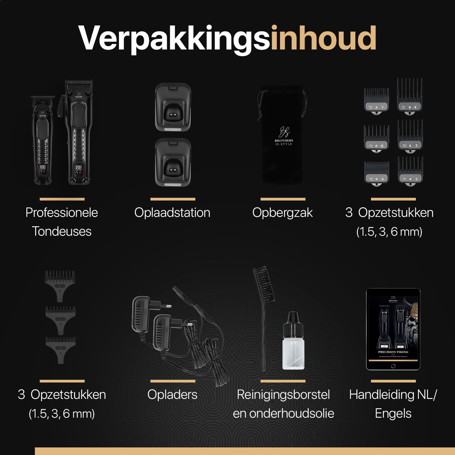 Verpakking van de complete tondeuse baardtrimmer set