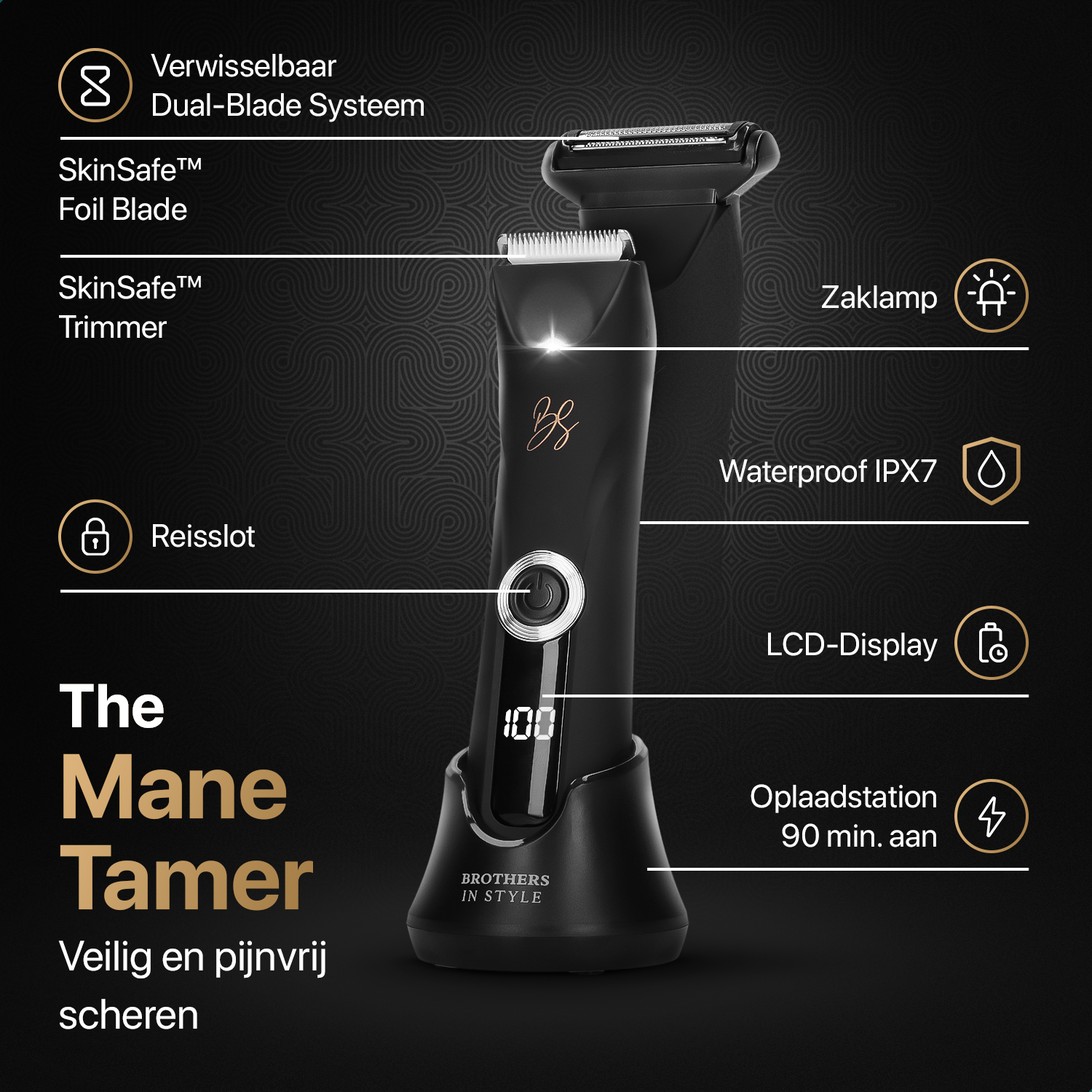 Bodygroomer met verwisselbare SkinSafe foil blade en trimmer