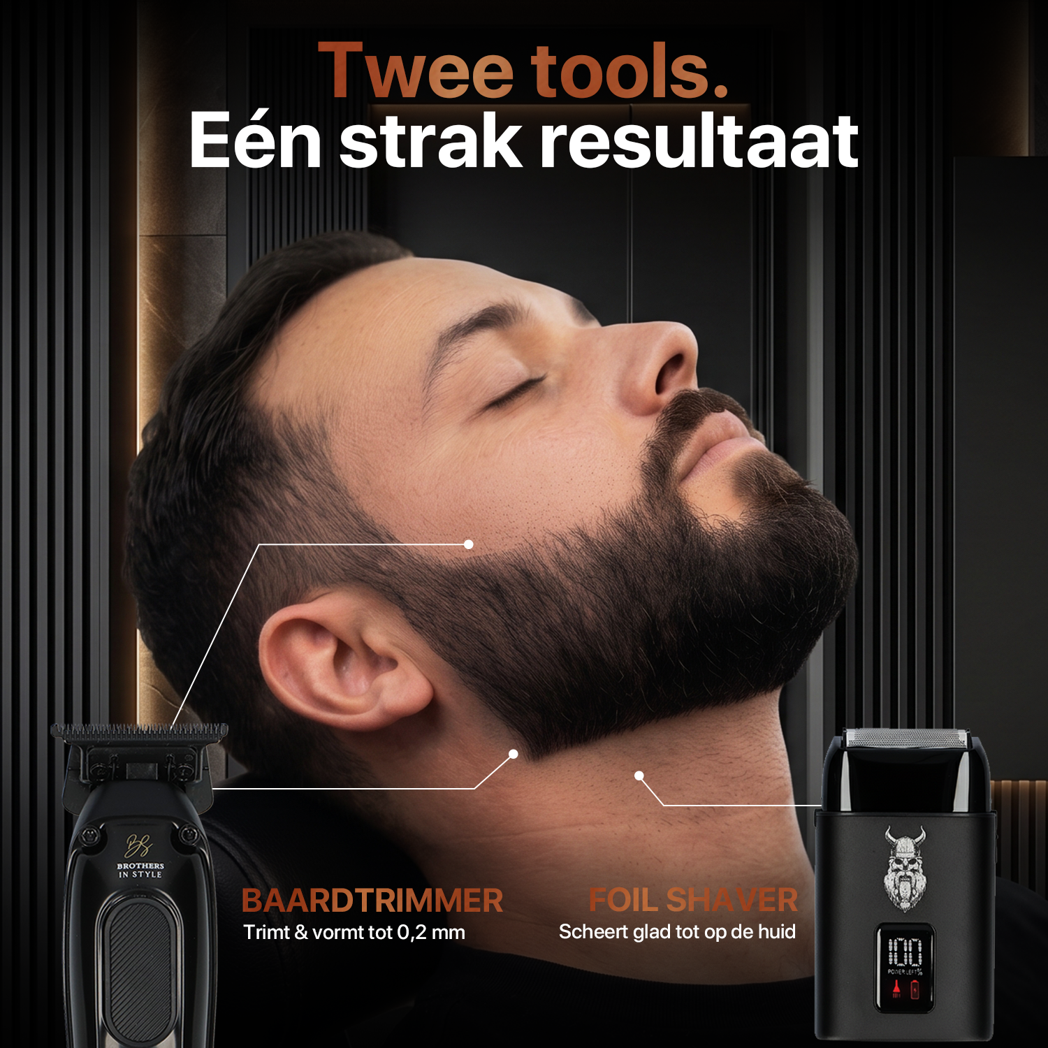 Beard trimmer and foil shaver for sharp contours and a smooth neck