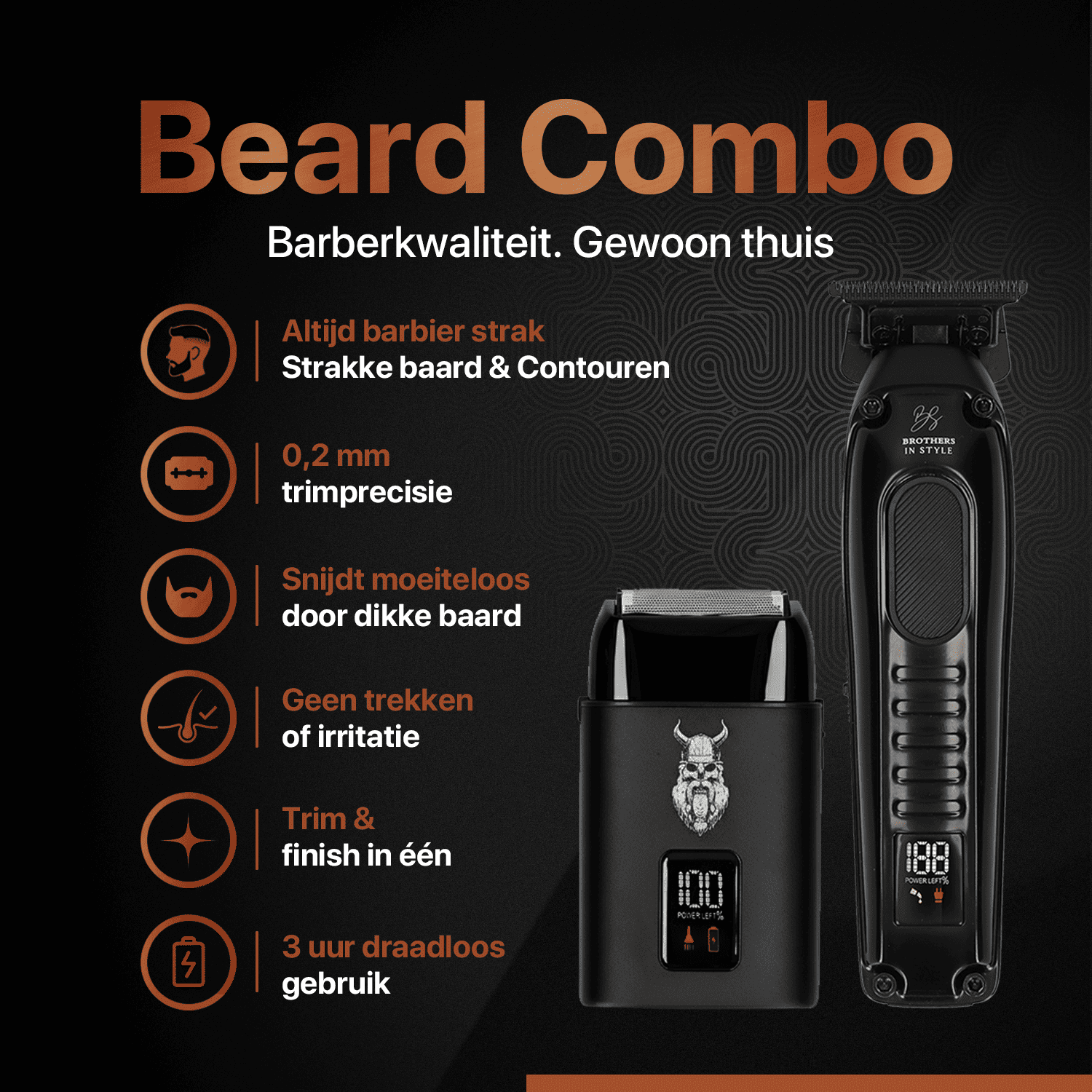 Beard Combo with beard trimmer and foil shaver for sharp contours