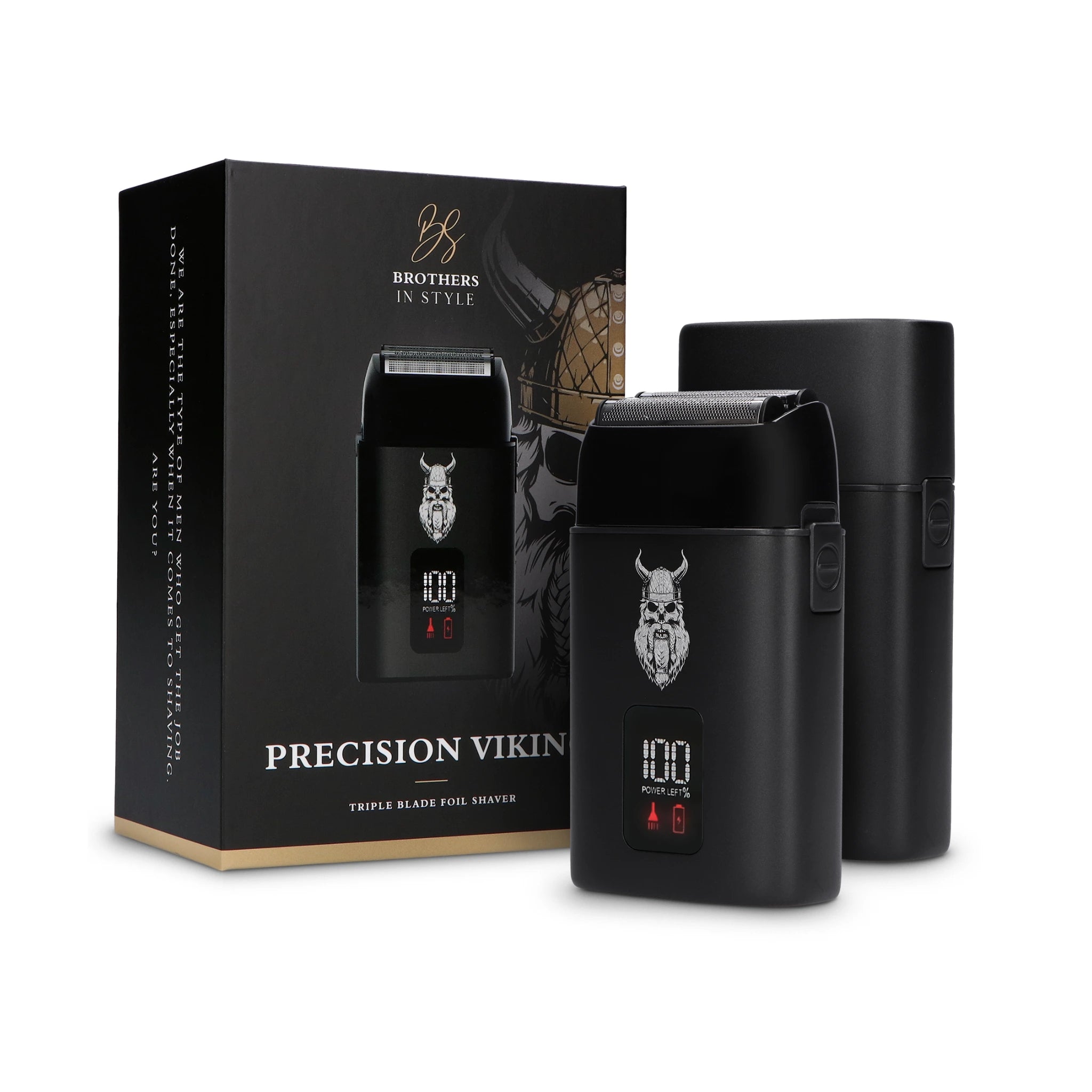 Foil Shaver Triple Blade met beschermkap en zwarte productverpakking.