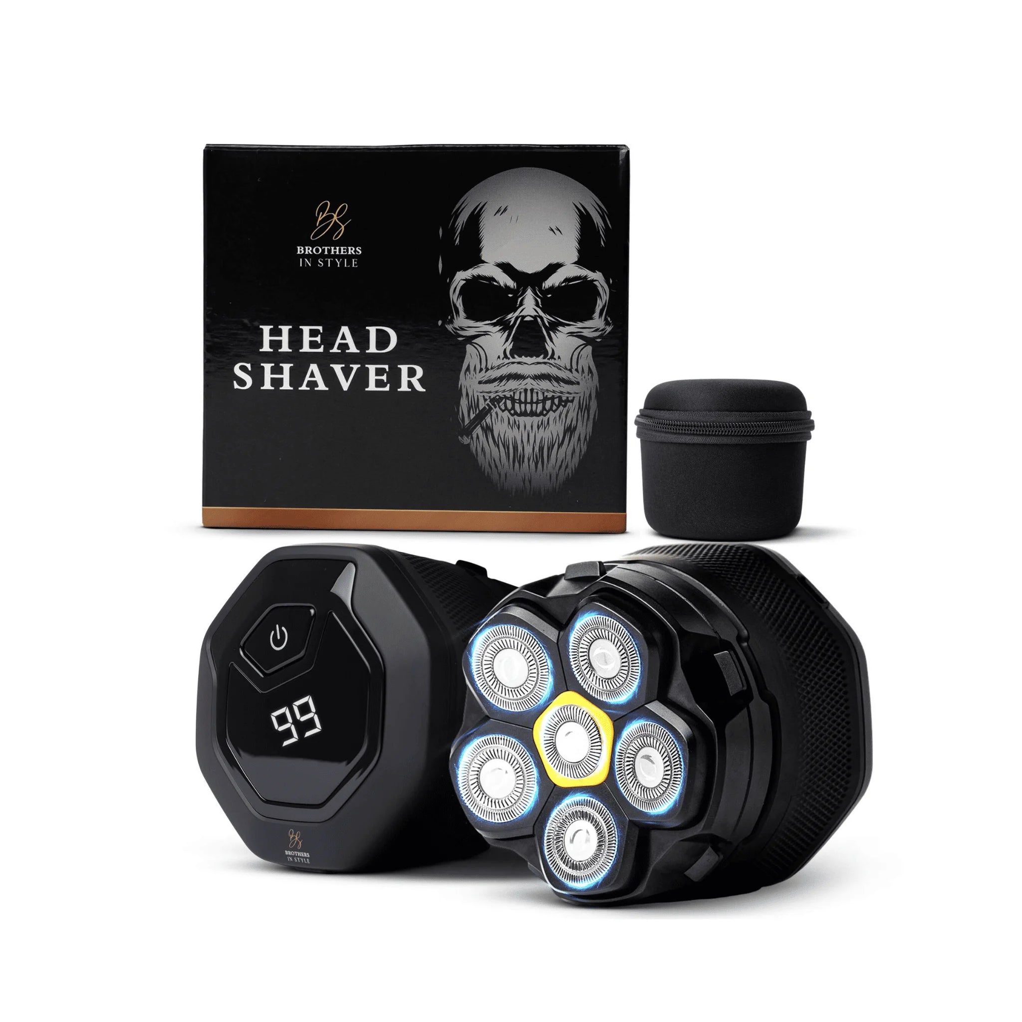 Skull Master Mini met zes scheerkoppen, smart display en travel case