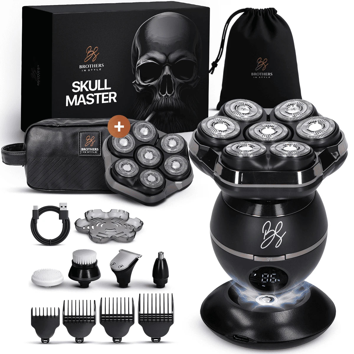 Skull Master Pro starter kit met reserve scheerkop en accessoires
