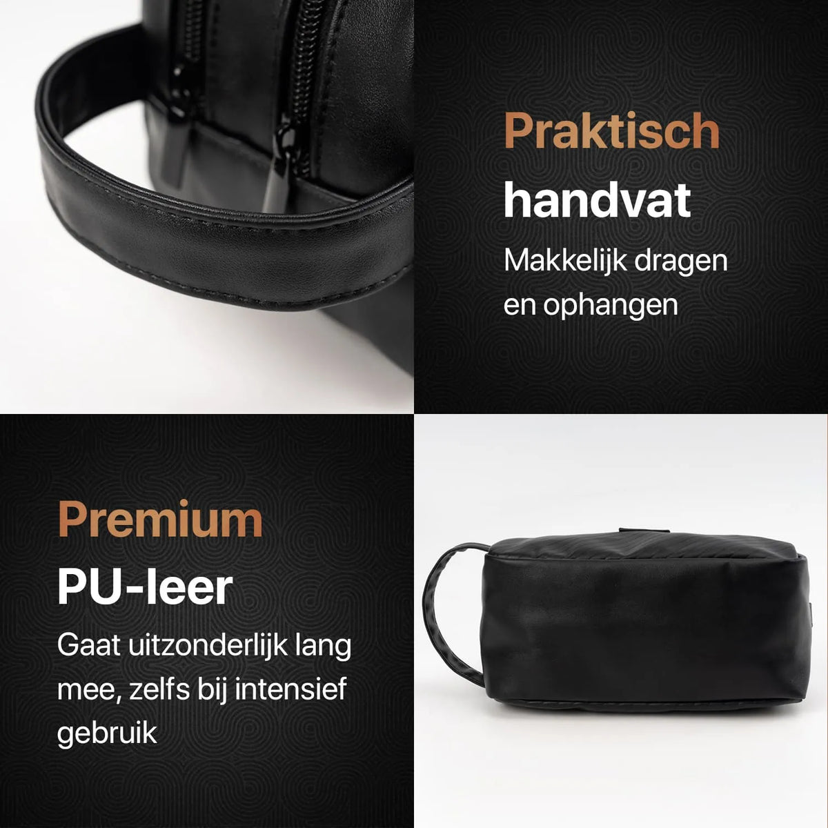 Compacte toilettas in geopende koffer met kleding en reisessentials
