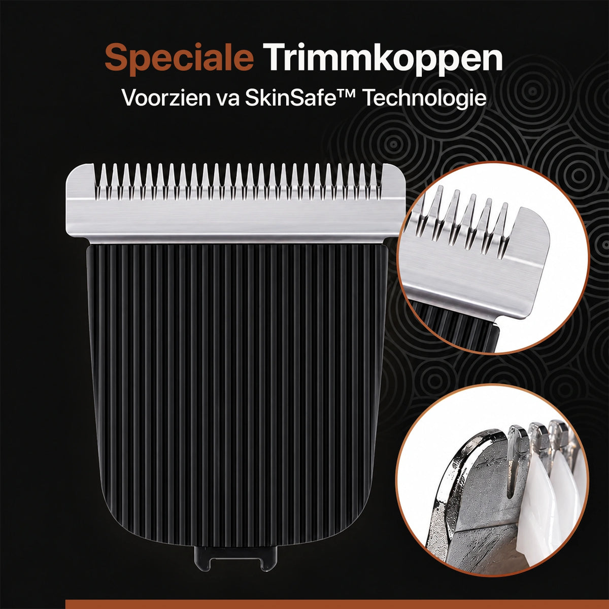 Replacement trimming head for the Mane Tamer Body Groomer with SkinSafe technology and detailed views.