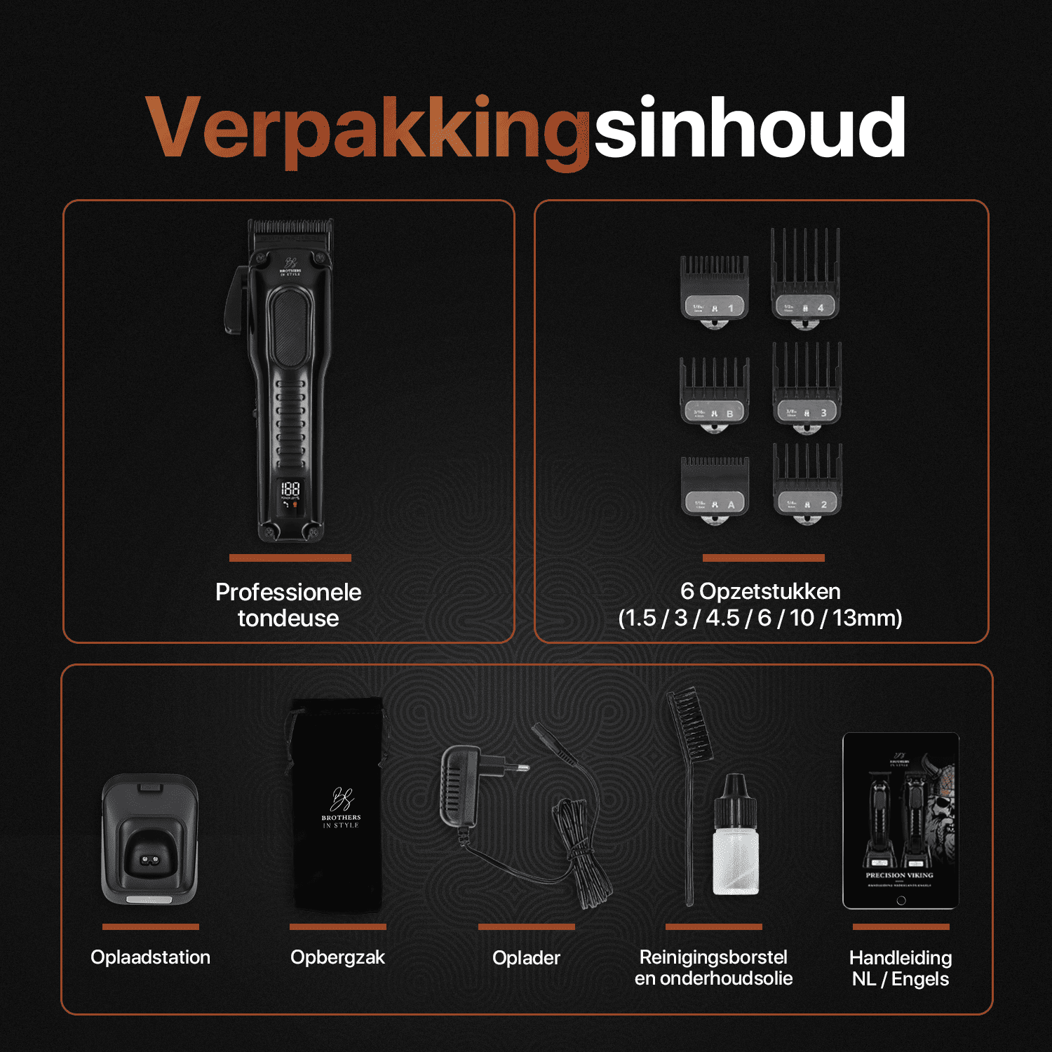 Viking Precision Haarschneider mit Aufsteckkämmen, Ladestation und Pflegezubehör