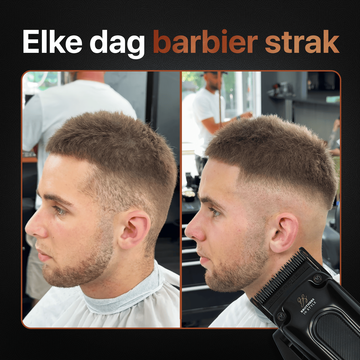 Vorher-Nachher-Ergebnis eines präzisen Fades mit Haarschneidemaschine