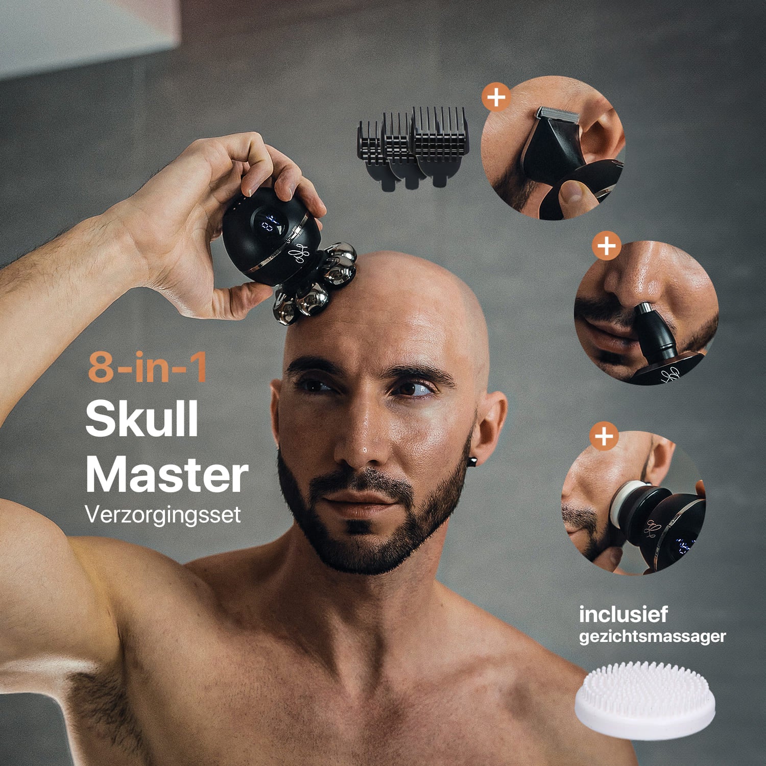 Skull Master 8-in-1-Pflegeset für Kopf, Bart, Nase und Gesicht