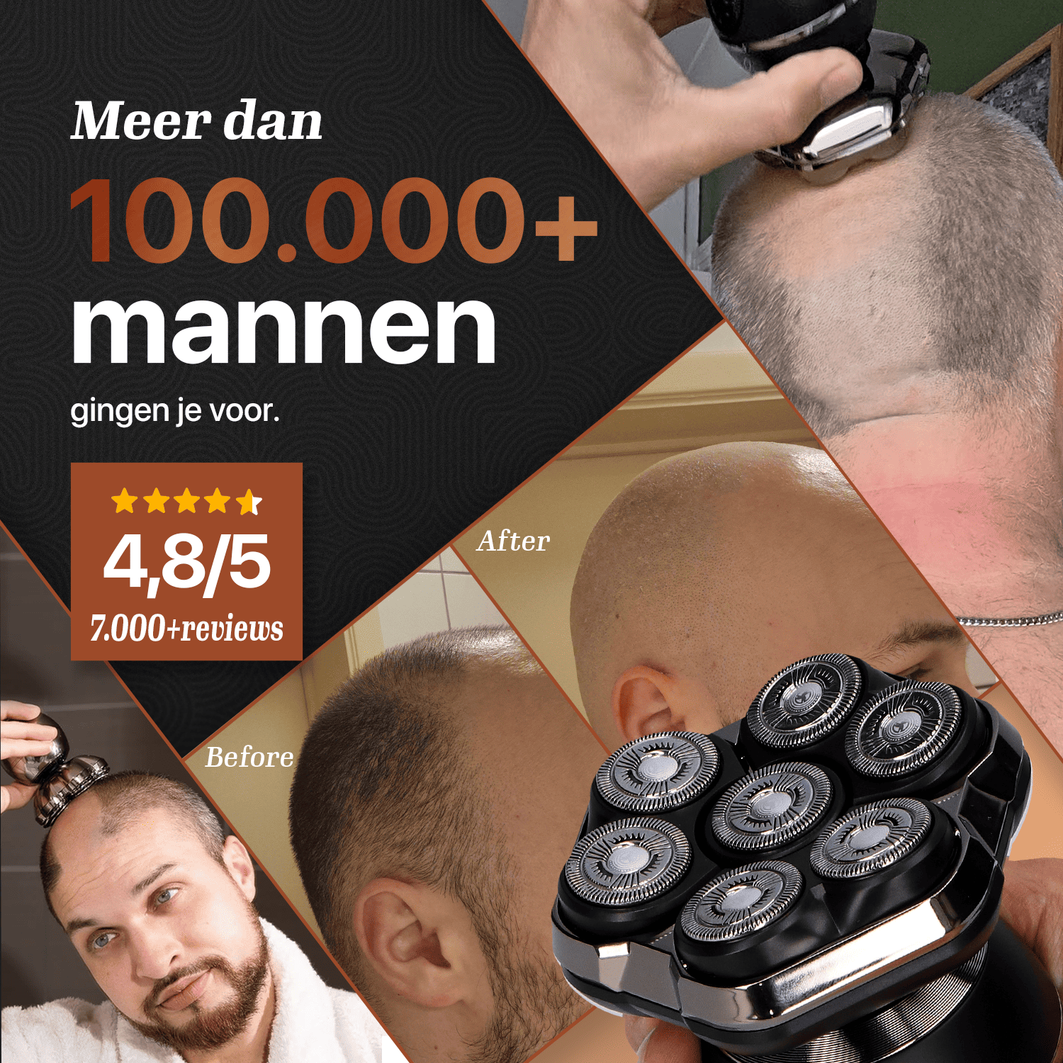 Rasierergebnisse von Männern, die den Skull Master verwenden