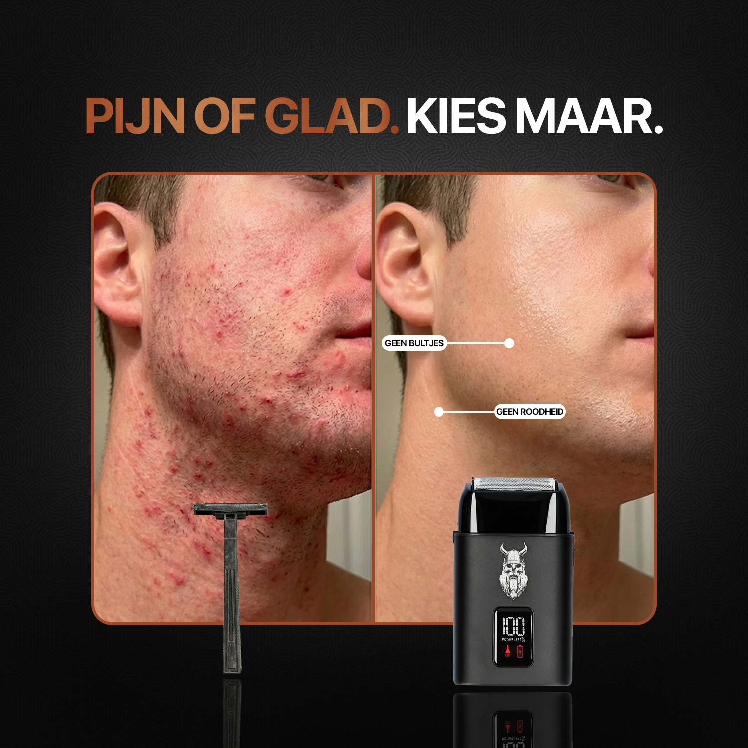 Triple Blade Foil Shaver voor glad scheren zonder huidirritatie, roodheid of scheerbultjes.