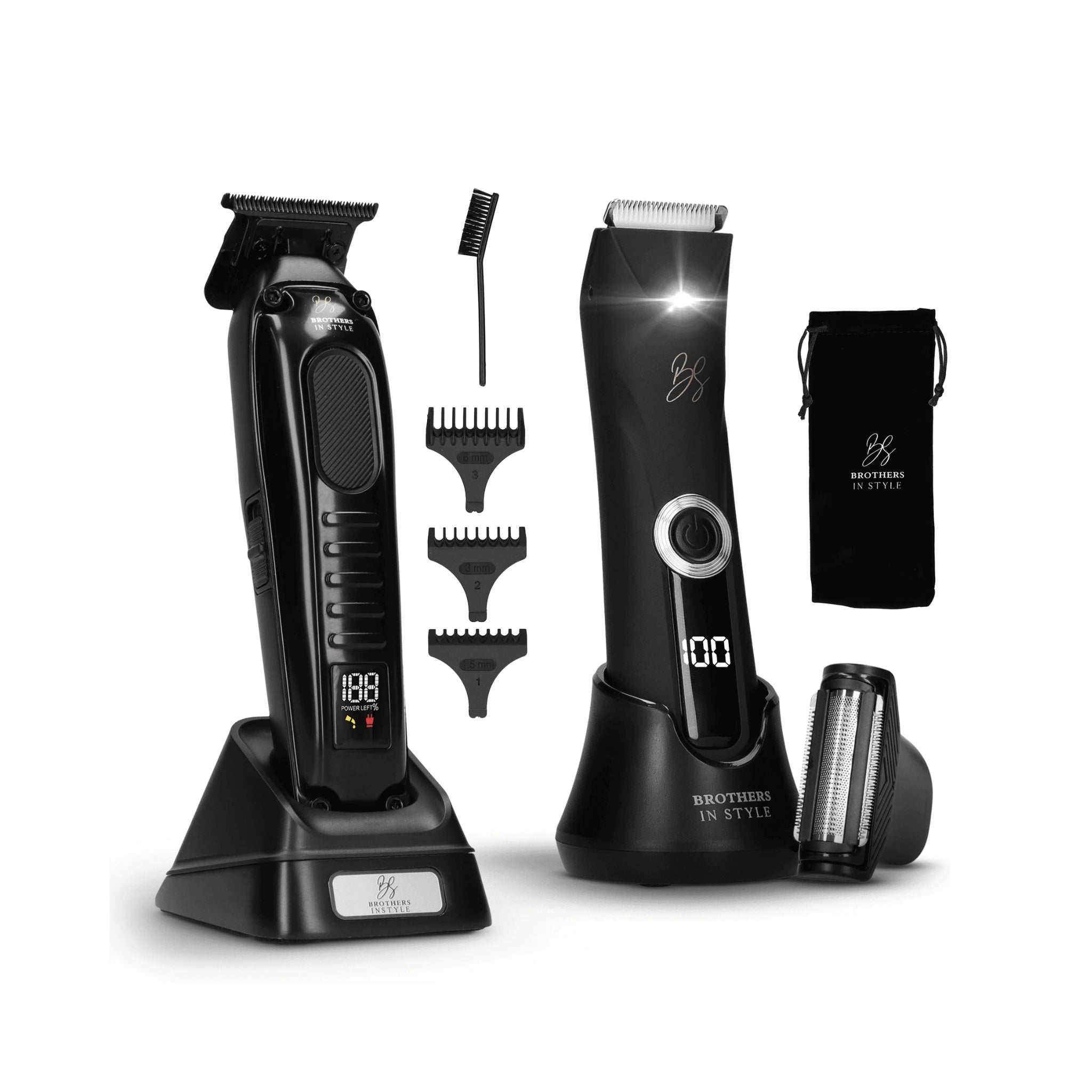 Baardtrimmer en bodygroomer met opzetstukken, laadstations en accessoires