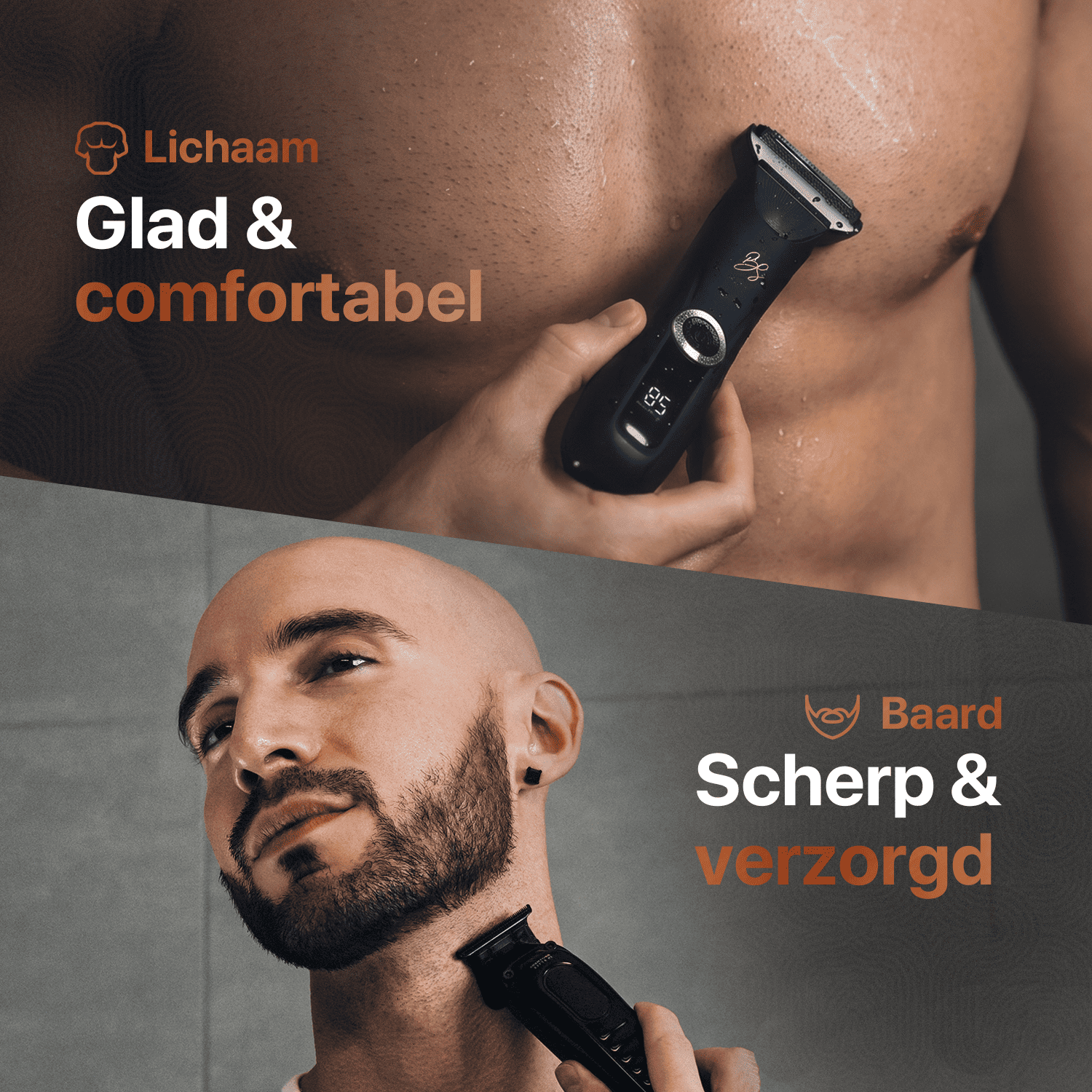 Körperrasierer für glatte Haut und Barttrimmer für präzise Konturen