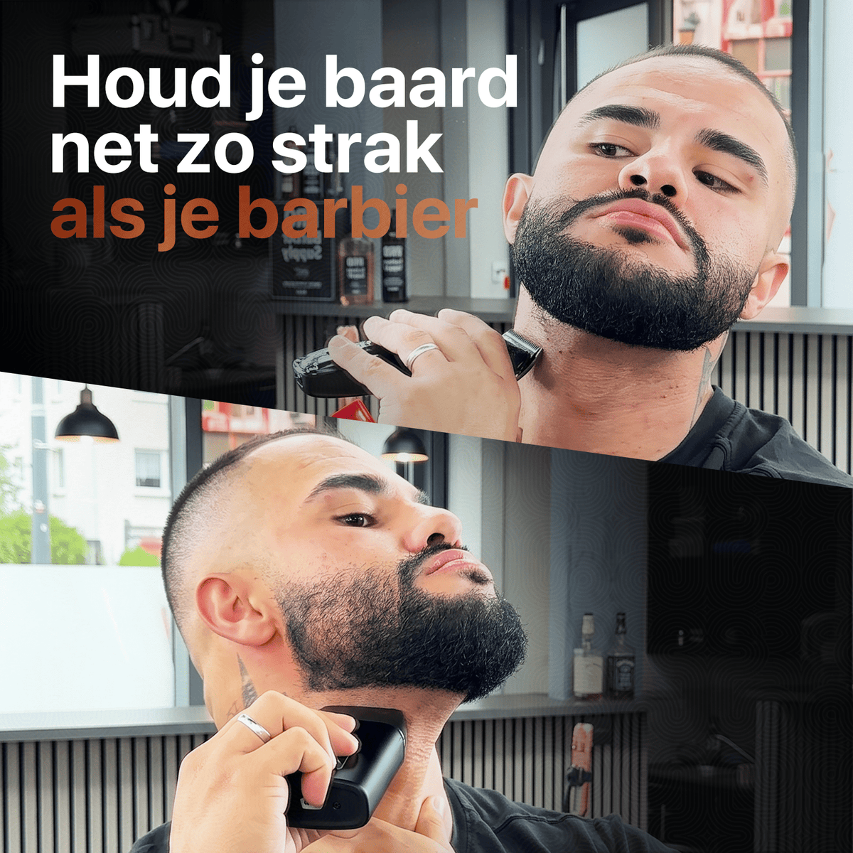 Beard trimmer and foil shaver for sharp beard contours and necklines