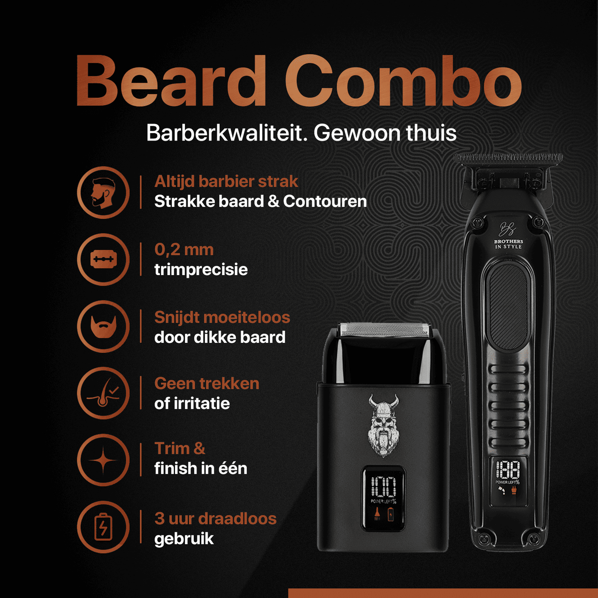 Beard Combo with beard trimmer and foil shaver for sharp contours