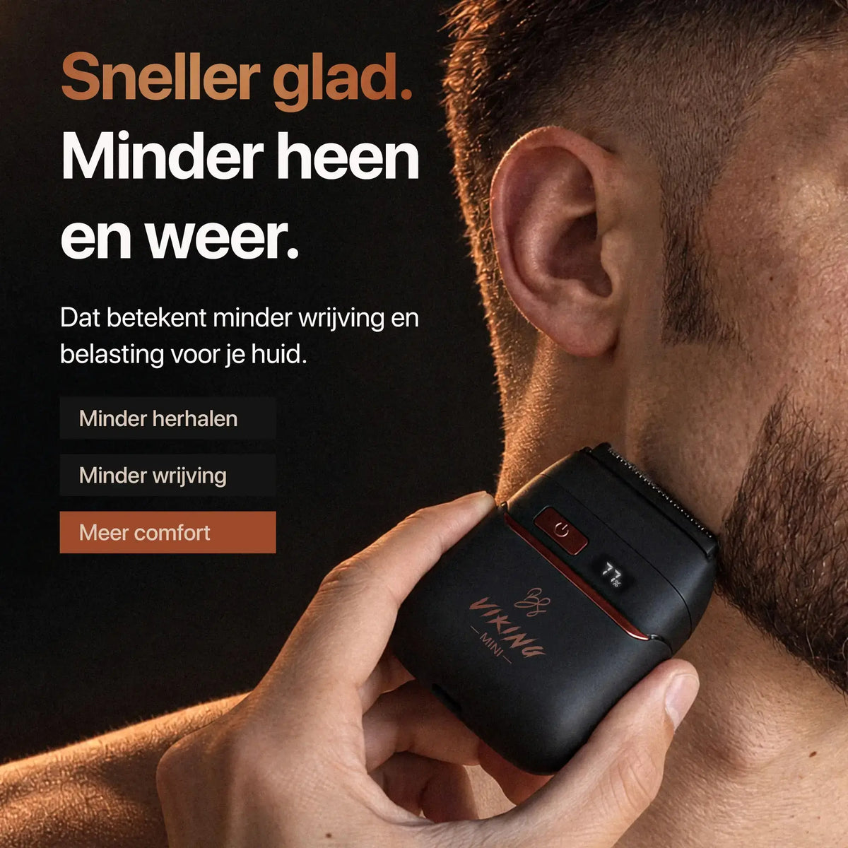 Man scheert zijn kaaklijn sneller glad met de Foil Shaver Mini