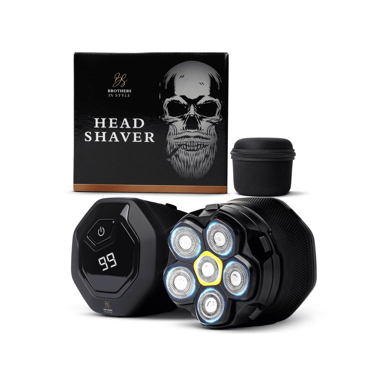 Skull Master Mini met zes scheerkoppen, smart display en travel case