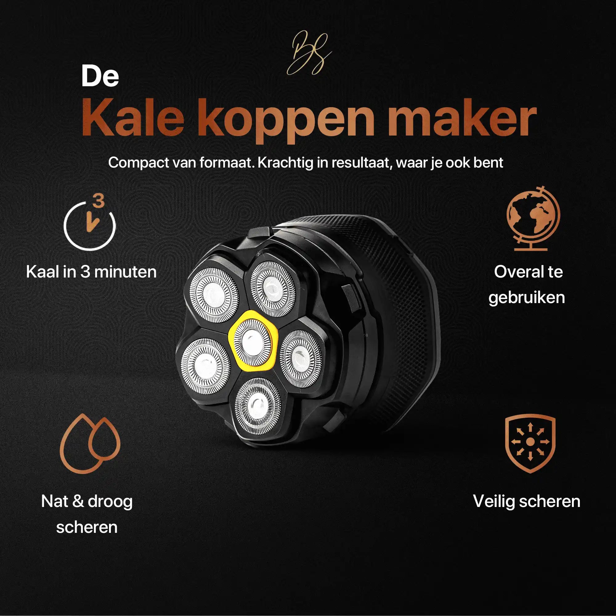 Skull Master Mini met zes scheerkoppen voor nat en droog scheren