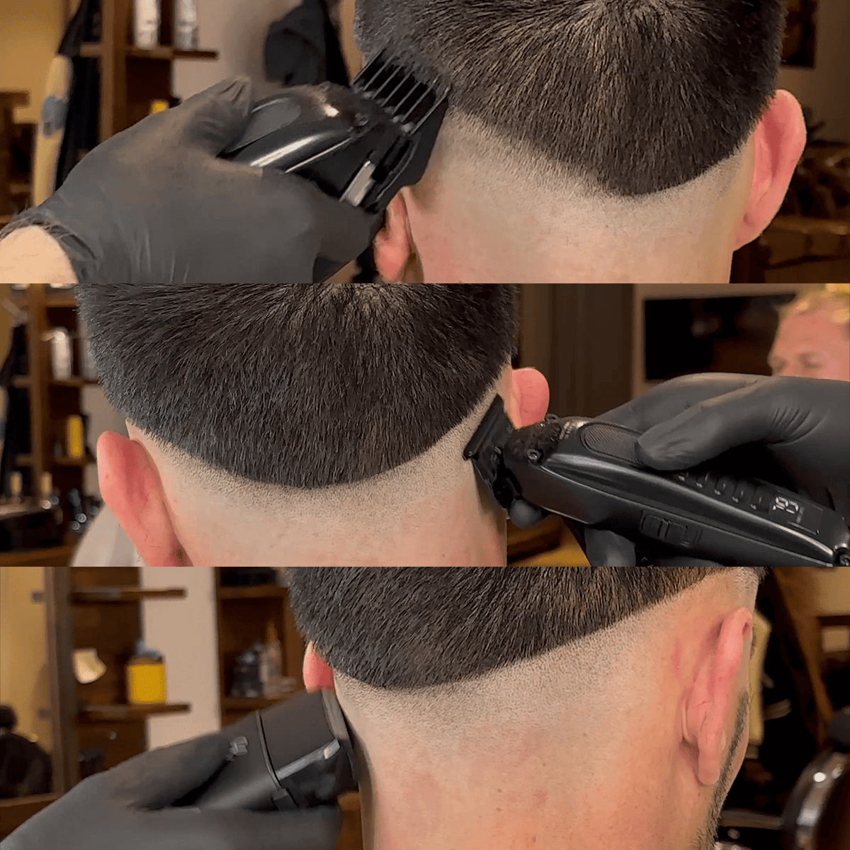 Tondeuse gebruikt door barbier voor het creëren van een strakke fade