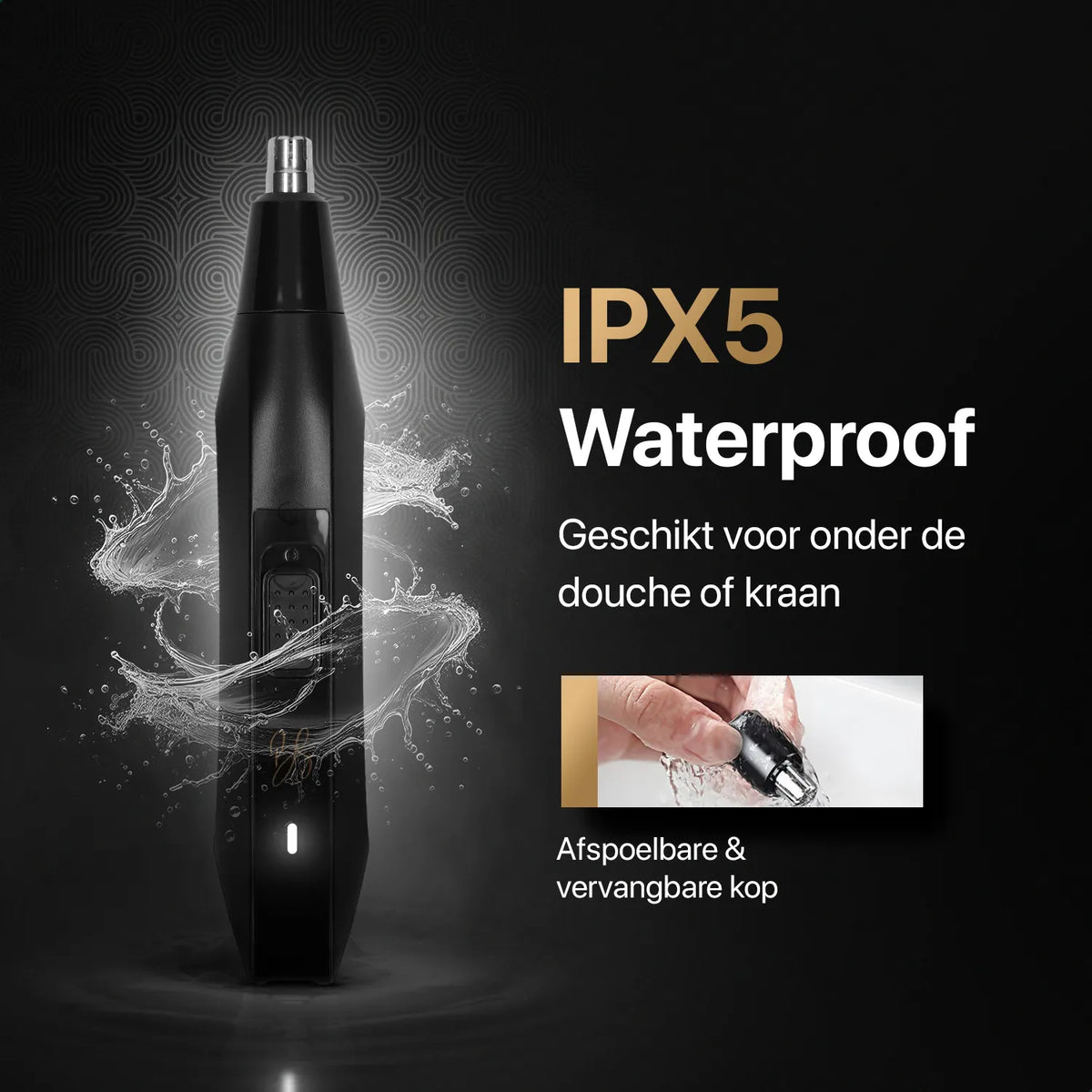 IPX5 waterdichte neustrimmer met afspoelbare en vervangbare trimkop