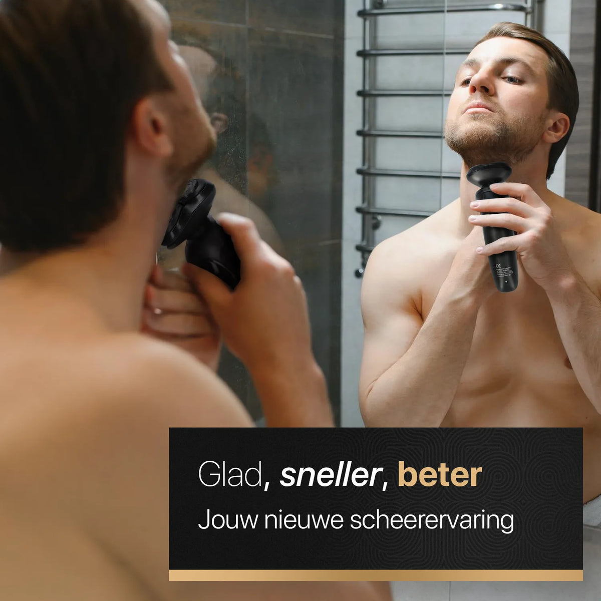 Man scheert zijn nek met het Urban Warrior scheerapparaat.