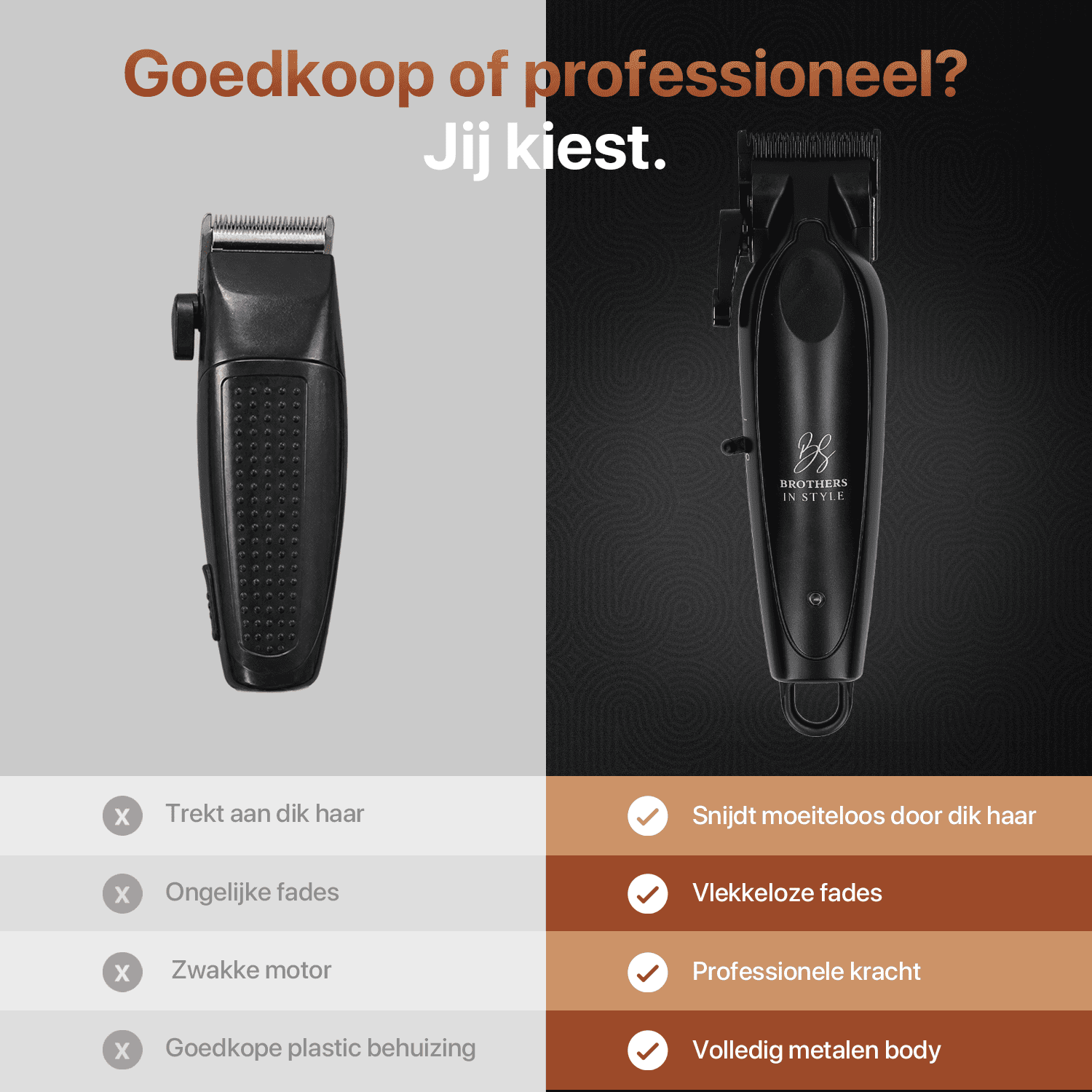 Viking Blade trimmer alongside a standard trimmer in a product comparison.