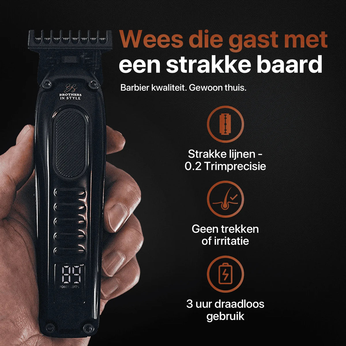 Viking Precision beard trimmer with precision attachment and digital battery display