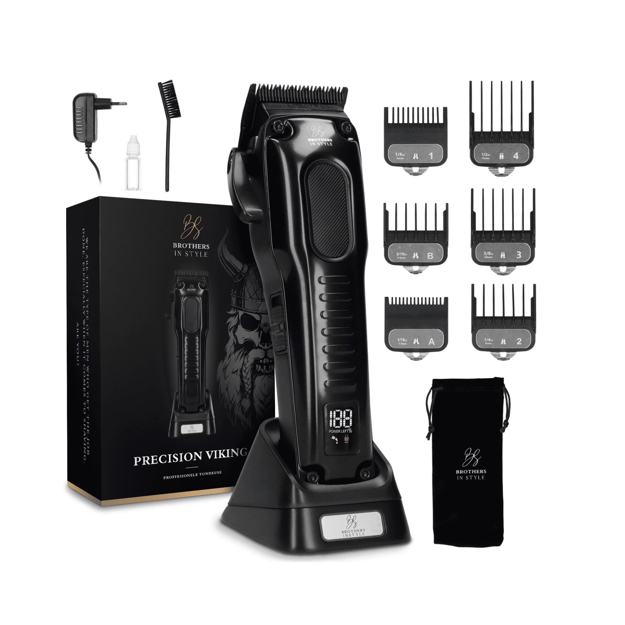 Viking Precision Haarschneider mit Ladestation, sechs Aufsteckkämmen und Zubehör