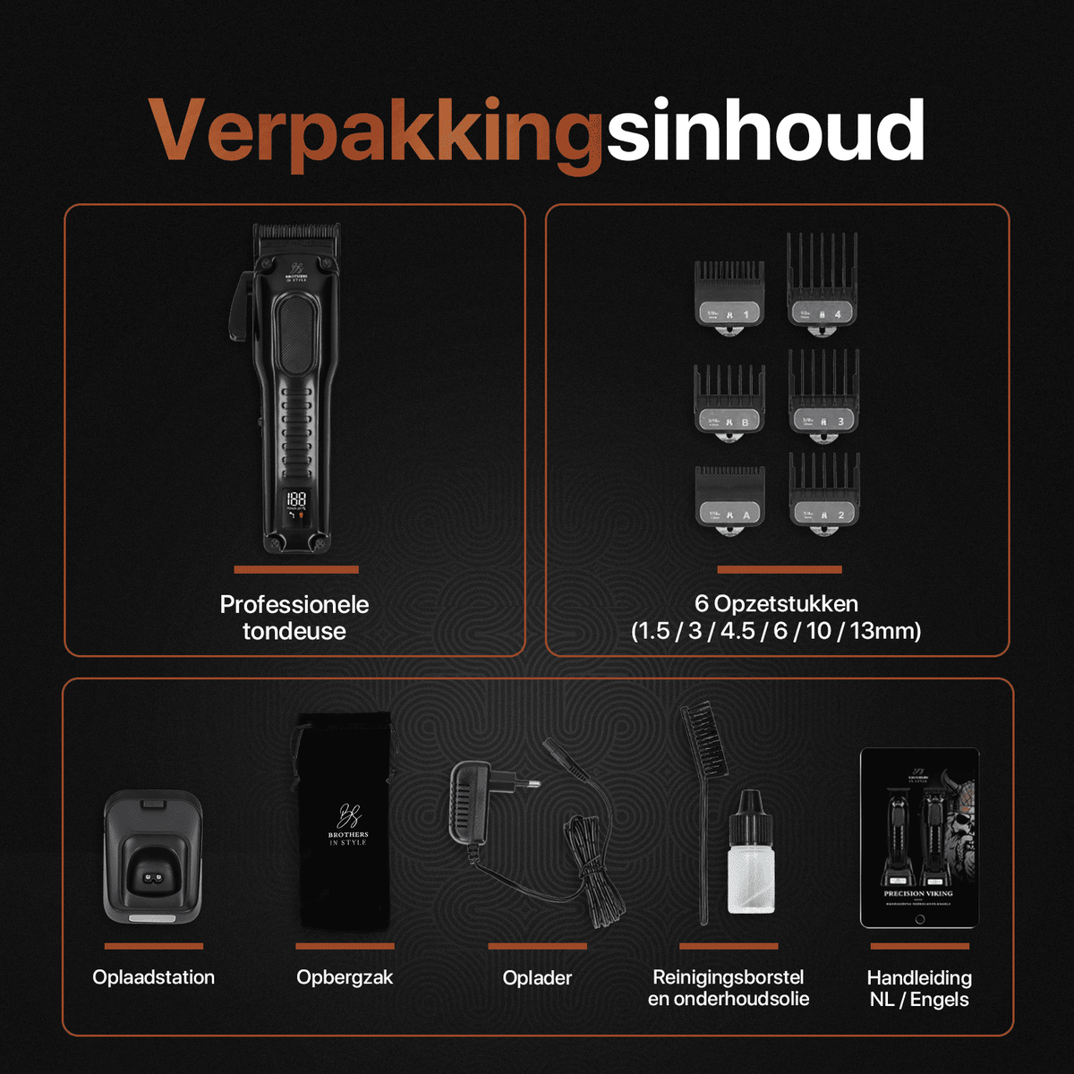 Viking Precision Haarschneider mit Aufsteckkämmen, Ladestation und Pflegezubehör