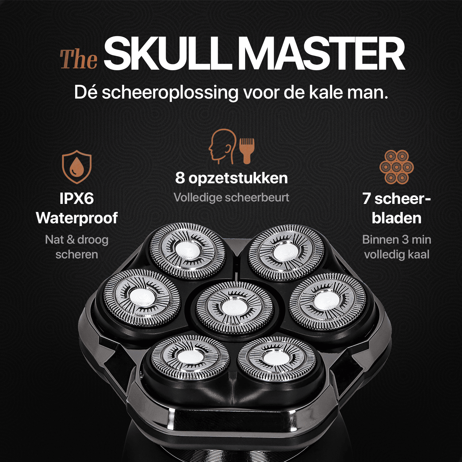 Skull Master mit 7 Scherköpfen, 8 Aufsätzen und wasserdichtem Design