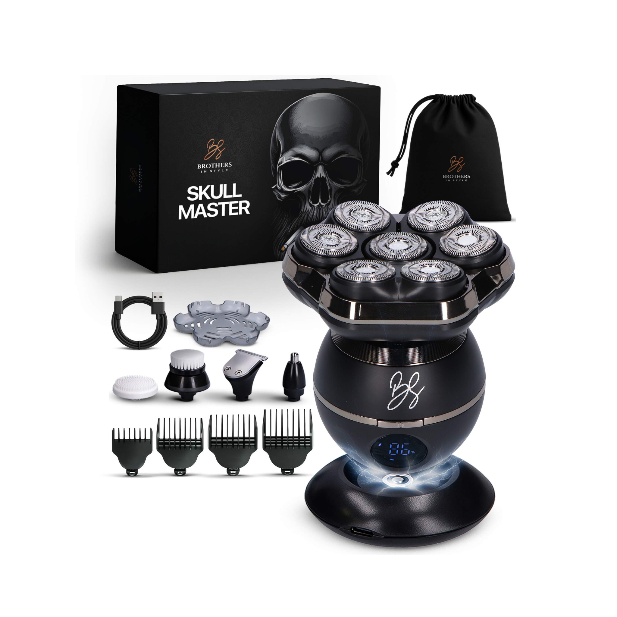 Skull Master hoofdscheerapparaat met verpakking en complete verzorgingsset
